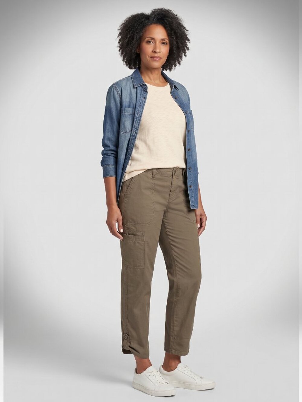 NWT Democracy Convertible Utility Cargo Crop Pants Size 14 Olive Green ReFlex
